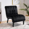 AVAWING Akzent Stuhl, Loungesessel Relaxsessel, Gepolsterte Chaiselongue mit Knopftufting Fernsehsessel mit Holzbeine, Gebürsteter Samt Cocktailsessel für Schlafzimmer, Wohnzimmer (1, Schwarz, Normal)