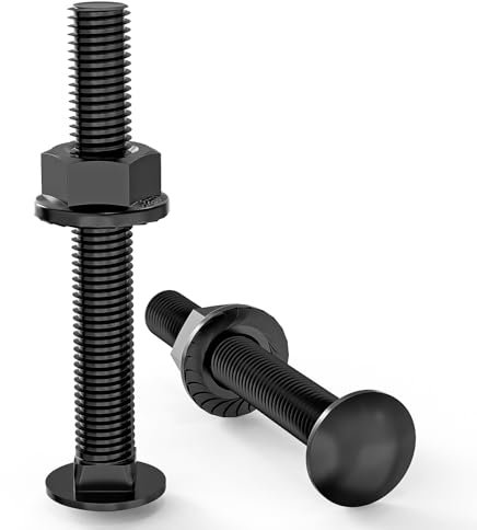 ORTAVA Viti a testa tonda M8 × 60 in ossido nero DIN 603 (20 pezzi), con dado a flangia esagonale, in acciaio inox A2 V2A, viti a testa tonda
