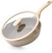 PRICUSIS Nonstick Deep Frying Pan with Glass Lid, 10 Inch (3.2 qt), 5X Durable Nonstick Sauté Pan, Scratch & Stain Resistant, PFOA Free, Induction Compatible, Dishwasher & Oven Safe, Natural Linen