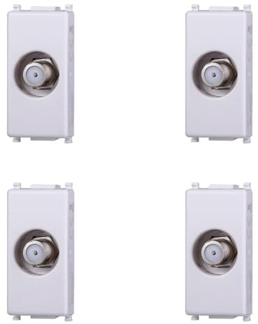 IXTRIMA Presa tv satellitare a vite tipo F compatibile plana colore bianco EV2252 KIT 4PZ