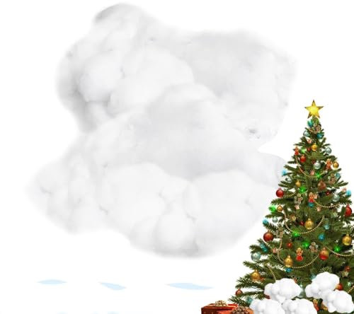 Nieve artificial de Navidad: Nieve artificial, decoración de algodón con nieve de Navidad | Nieve artificial navideña decorativa para mesa, ventana, árbol de Navidad, patio, nieve falsa