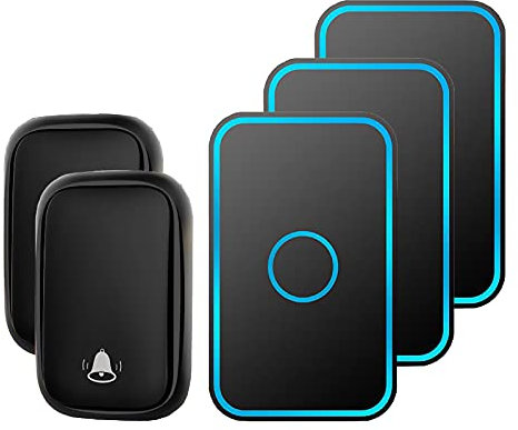 CAFIEDR Electric Wireless Doorbell, Self-Powered Waterproof Wall Plug-In Door Chime Kit with 150M Wireless Range, 60 Chimes, 5-Level Volume, Best for Home/Hospital/Office(Black)