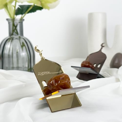 Generisch Dattelschale für Ramadan (6 Stück) - Marroquí - Acryl & Holz - Bismillahirrahmanirrahim (Gold)