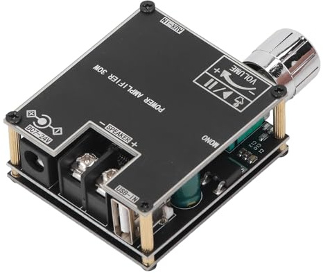Audible Amplifier Module 30W Single Channel Digital Stereo Amplifier Board - Supports AUX, BT & USB Input - High Power Sound for Home & Office Use