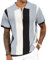 Men's Fashion Polo Shirts Vintage Striped Knitting Shirts Casual Slim Fit Golf Shirts Blue XL