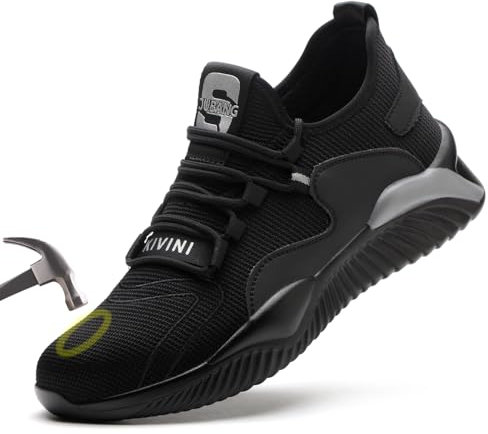 Woflebel Chaussures de Travail Hommes S1 Chaussures de Sécurité avec Embout en Acier Chaussures de Protection Respirantes pour L'été en Plein Air Schwarz Grau 40