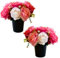 Caliko 2x Premium silk flowers for graves | Grave Flower Pots | Pink & Ivory Artificial Flowers for Graves in Pots | Perfect for Cemetery Decor, Christmas Tributes & Memorial Elegance.