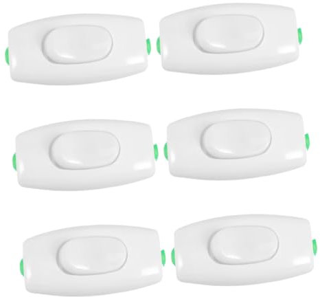 UKCOCO 6 Stück Nachttischschalter Inline-Schalter für Kabel Kasa-Dimmerschalter Remote-Steckdosenschalter Dimmschalter Druckknopfschalter drahtloser Schalter Lichtschalterblocker Abs Weiß