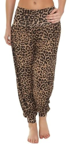 SXME MIGHT SAY Women's Harem Trousers - Ladies Casual Pants -Elasticated Waist - Soft Stretchy Fabric - Full Length - Plus Size UK (UK, Numeric, 8, 26, Regular, Regular, XXXL (24-26), Brown Leopard)