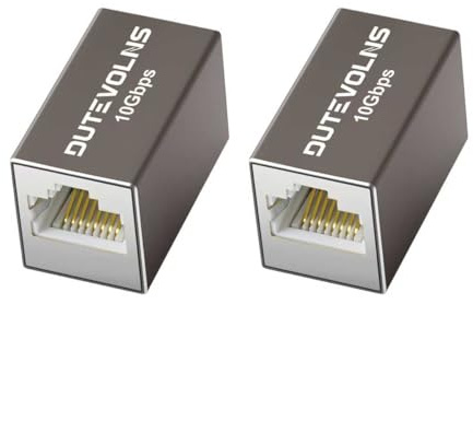 Accoppiatore Ethernet 10Gbps 2 Pezzi, RJ45 Connettore di Estensione, POE | Prolunga Cavo di Rete Accoppiatore RJ45, Connettori RJ45, Prolungare di Cavi Gigabit Ethernet per Cat8/7/6/5, 10 Pezzi.