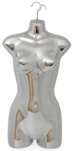 Chrome-Full Hanging Female Mannequin Torso – Lightweight Polyethylene Display Bust – Wall-Mountable Body Form
