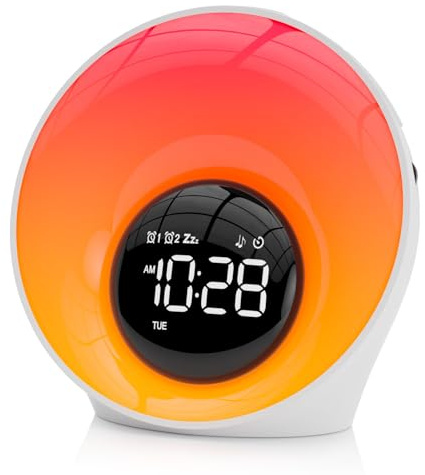 AFEXOA Sunrise Alarm Clock with Wake Up Light & White Noise Machine | 30 Soothing Sounds, 14 Colors Dimmable Nightlights, Digital Dual Alarm Clock for Bedroom/Heavy Sleepers/Adults/Kids