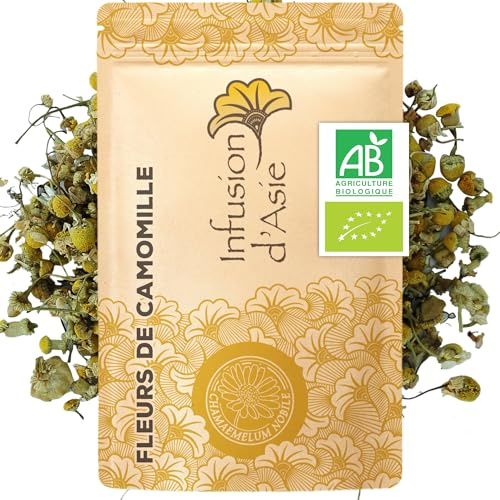 Khla - Fleurs de Camomille Bio 100 g - Pour Tisane & Infusion Soir - Sommeil & Digestion - Chaude ou Glacée - Sachet Vrac - Florale & Aromatique - Riche en Antioxydants - Origine Égypte
