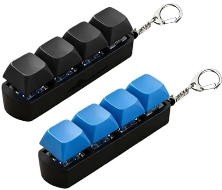 2PCS Keyboard Fidget Toys, Fidget Clicker, Creamy & Stress Relief Keychain for Office Focus/Commute Boredom, Portable Stress Relief Toys for Adults & Kids, Ideal Stress-Relief Gift (A)