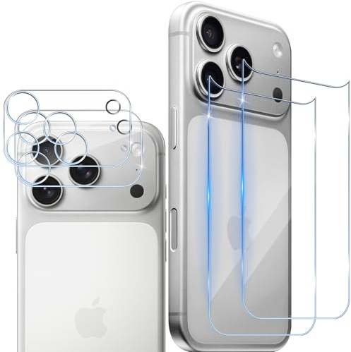 Wonsoso Compatible with iPhone 17 Pro Max Back Screen Protector, 2+2 Pack Tempered Glass Protective Back Film & Camera Lens Protector Anti-fingerprint Bubble-free 9H Hardness Back Screen Protector