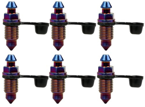 VEOIRXU 6 Pièces Vis de Purge de Moto Vis de Mamelon de Purge M10x1mm avec Capuchon Anti-Poussière pour Étrier de Frein à Disque Vis Motos Voitures Pompes de Frein (Colorée)