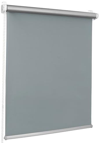 Print Cycero packaging Verdunkelungsrollo Thermo Klemmfix ohne Bohren - 50 x 220 cm grau - Fensterrollo, Seitenzugrollo, Sonnenschutz, Sichtschutz, Blendschutz - Thermorollo