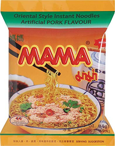MAMA Instantnudeln mit Schweinefleischgeschmack – Instantnudelsuppe orientalischer Art – Authentisch thailändisch kochen – 24 x 60 g