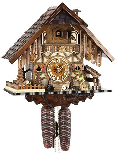 Kuckucksuhr Original Schwarzwälder Kuckuckuhr Echtholz mechanisches 8-Tage Laufwerk NEU VDS Zertifikat Eble -Schwarzwaldhaus 35cm- 22293