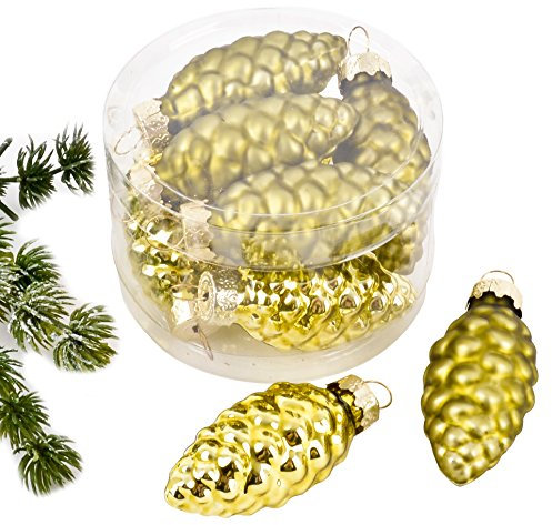 Dadeldo Living & Lifestyle Weihnachtskugel Zapfen Premium 8er Set Glas 5x2x2cm Xmas Baumschmuck (Grün)