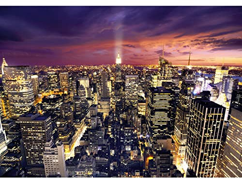 Runa Art Fototapete New York skyline 352 x 250 cm Vlies Tapeten XXL Moderne Wandtapete Wohnzimmer Schlafzimmer Violett 9005011c