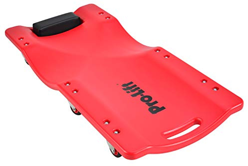 Pro-Lift Mechanic Chariot de Visite en Plastique 91,4 cm – Corps Ergonomique en polyéthylène Haute densité moulé par soufflage avec appuie-tête rembourré – Capacité de 136 kg, Rouge