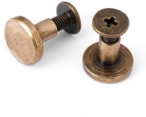 Schraubnieten für Leder, 20 Sets Messing Knopfnieten mit flachem Kopf Bronze Lederwaren Schrauben Nagel Nieten, Metallniete für Gürtel Riemen Tasche Schuhe, Buchschrauben für Papier (8 mm)