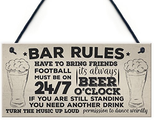 Red Ocean Bar Rules Still Standing Alcohol Beer Pub Plaque Funny Man Cave Sign Wall Dad Birthday Gift For Him