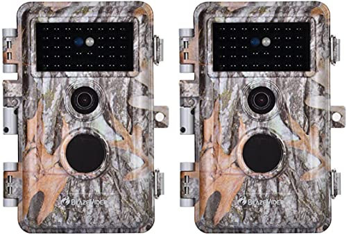 BlazeVideo 2tlg. Wildkamera 48MP 1296P HD Wildtierkamera mit Nachtsicht Bewegungsmelder, IP66 Wasserfest, Unsichtbare Nachtsicht bis zu 75ft/23m, 2,4 LCD Bildshirm
