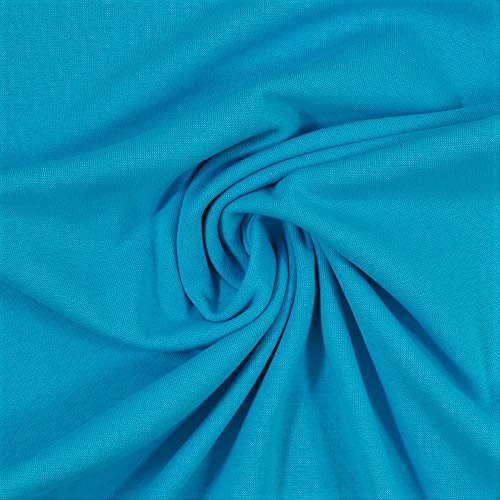 1 Meter Jersey Baumwolljersey uni Farben, 220g/m², Öko-Tex Standard 100, Stoffe, 330g/lfm (7030 Türkis)