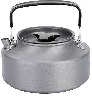 Fdit Portable 1.1L Stainless Steel Teapot Coffee Tea Pot Kettle for Camping Hiking Kitchen (Black)