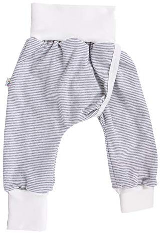iobio Crawlers W-Free Splitpants - Windelfrei Schlitzhose aus Bio Baumwolle (Grau-Ecru, 50/56)