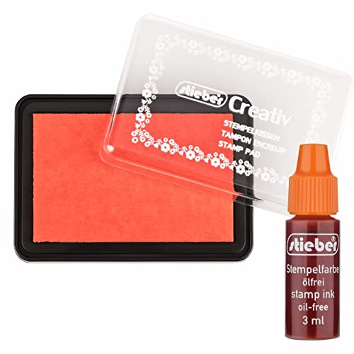 stieber® Stempelkissen Tupfkissen (40×63 mm)-Set mit 3 ml Nachtränkfarbe (ORANGE)