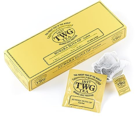 TWG Tea | Nuwara Eliya OP | Ceylon-Gartenschwarztee | 15 Handgenähte Teebeutel aus Baumwolle | Geschenkset
