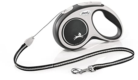 Flexi Guinzaglio retrattile per cani fino a 12 kg, misura piccola, 5 m, colore: grigio e nero