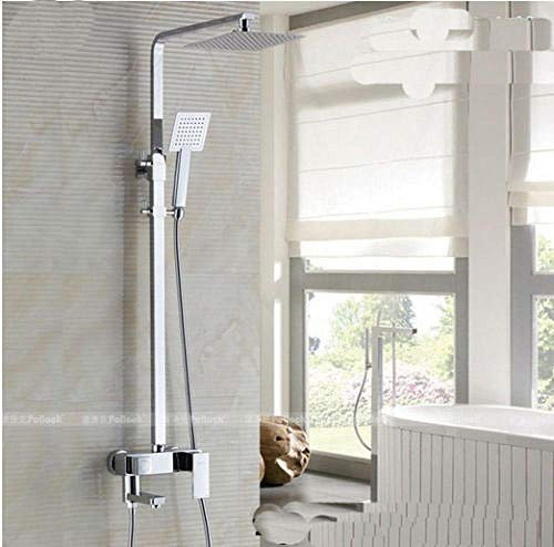 Huin Ensemble de robinet de douche à effet pluie en laiton chromé, colonne de douche mitigeur de baignoire