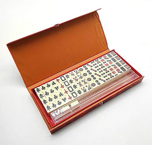 Mini Mahjong Set mit Box Tragbar Traditionelles Chinesisches Mah Jong Set für Familie Reise Familie Freunde Partyspiel Sammeln Spiel Lange Box