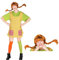 Maskworld Pippi Langstrumpf Komplett - Original Filmkostüm für Erwachsene 5teilig mit Perücke - gelb/grün (Medium)