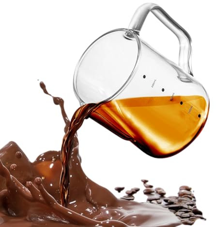 Milk Frothing Pitcher with Measurement, 12 oz/350 ml Glass Milk Jug Coffee Cappuccino Latte Art Steaming Pitcher