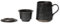Globe Faith Pottery Teacup with Infuser and Lid, Stoneware Infusion Mug with Basket Filter, Ceramic Tea Cup with Strainer for Home and Office, Artistic Geometric Look, Matte Metallic Black 14oz
