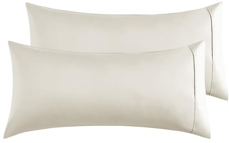 Kissenbezug 50x90 cm 2er Set - Kopfkissenbezug Mikrofaser Premium Superweicher - Kissenhülle 50x90 cm - Beige