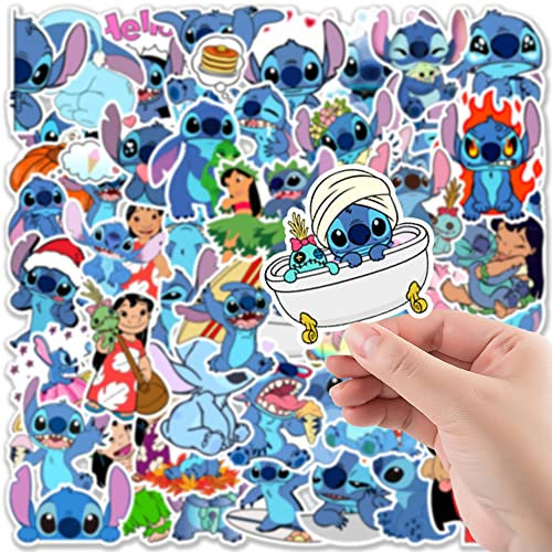 Stitch Vinyl Aufkleber 50 Stück für Wasserflaschen, Laptop,Computer, Skateboard, süße Aufkleber, Geschenk für Kinder, Teenager, wasserdicht