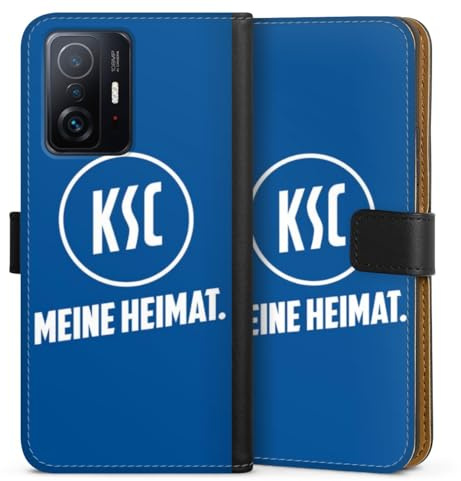 DeinDesign Klapphülle kompatibel mit Xiaomi 11T 5G Handyhülle aus Kunst Leder schwarz Flip Case Karlsruher SC KSC Statement