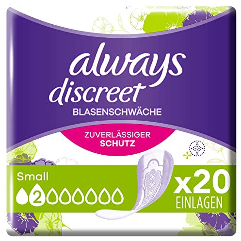 Always Discreet Inkontinenz-Slipeinlagen Small (20 Binden) für Damen, starker Schutz, den Sie kaum spüren