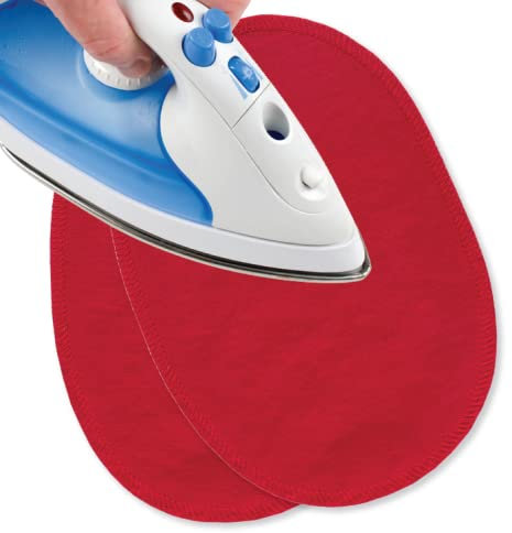 USIT, 2 Piezas Parches de Jersey Termoadhesivos para Ropa, 16x11 cm, Ideales para Reparar Chándales, Camisetas y Pantalones Deportivos, Rojo