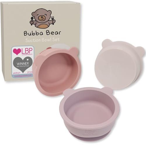 Bubba Bear Ensemble de 3 Bols pour Bébés avec Ventouse | Bol Alimentaire en Silicone pour Bébés, Enfants en Bas Âge et Tout-Petits (Rose)