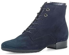 Gabor Damen Schnürstiefeletten, Frauen Schnürboots,Komfortable Mehrweite (H),Boots,Stiefel,Bootee,Booties,Dark-Blue(Flausch),38 EU / 5 UK