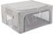 Periea ‘Beau’ Folding Collapsible Stackable Fabric Home Storage Boxes with Steel Frames (Grey Denim Effect, Medium)