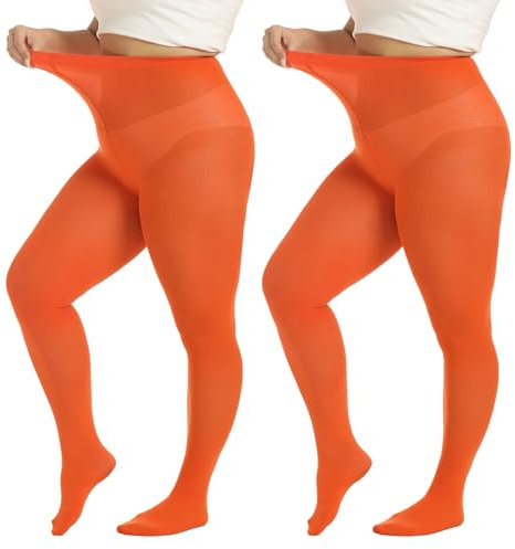 MANZI Strumpfhose Damen grosse grössen Bunte Feinstrumpfhose für Damen 70 Denier,Orange,4XL