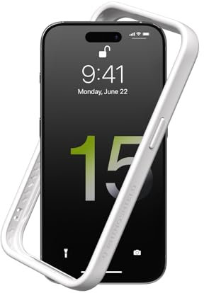 RhinoShield Bumper Case kompatibel mit [iPhone 15 Pro Max] | CrashGuard - Stoßdämpfende Schutzhülle im schlanken Design - 3.5 Meter Fallschutz - Weiß